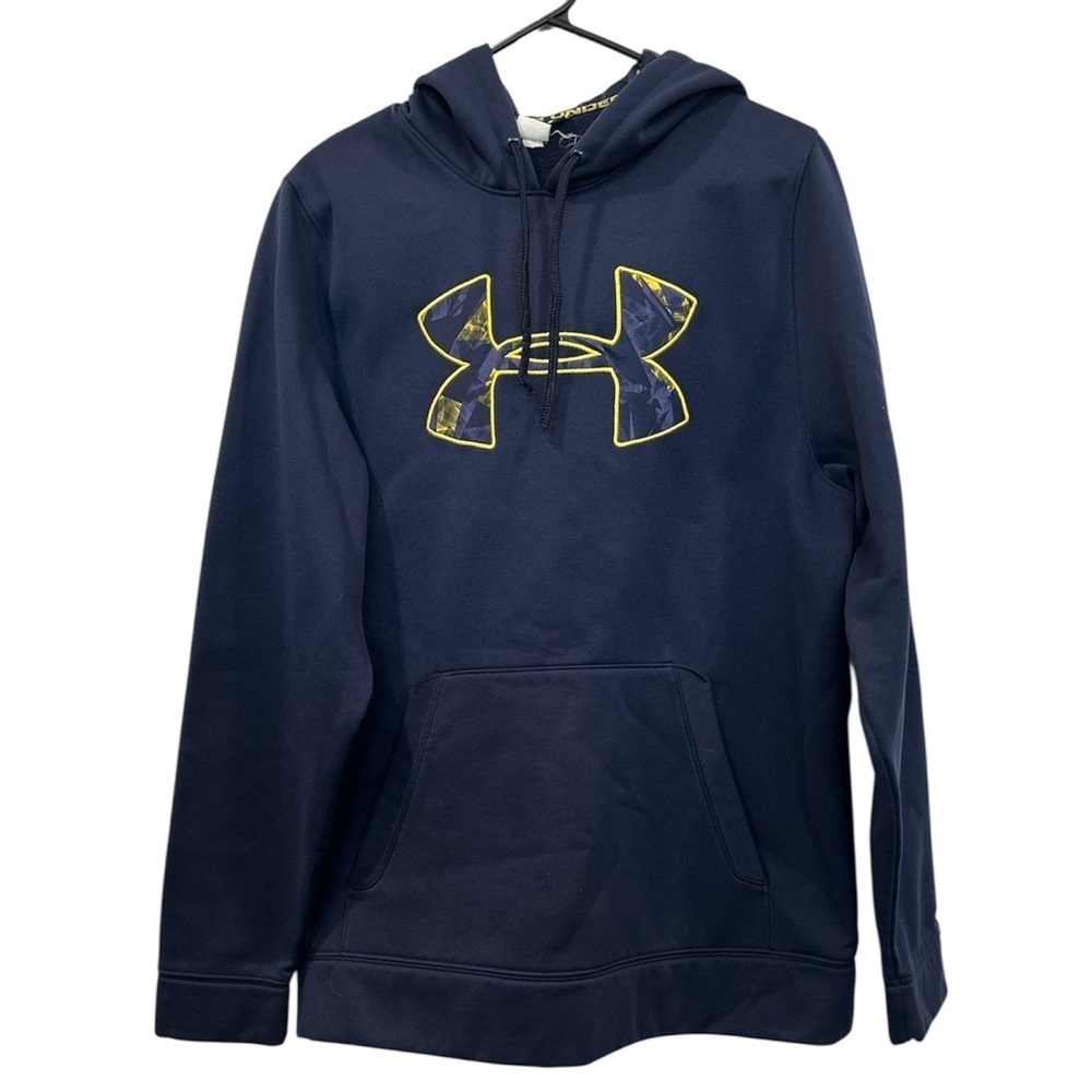 Under Armour Dark Blue Hoodie with Bright Yellow Logo